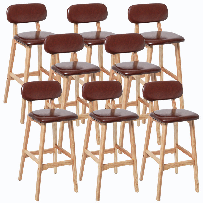 Rubberwood Modern Low Back Stool Matte Finish Upholstered Bar Stools