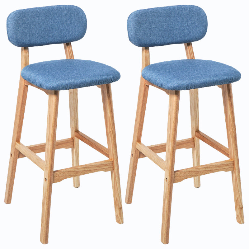 Rubberwood Modern Low Back Stool Matte Finish Upholstered Bar Stools