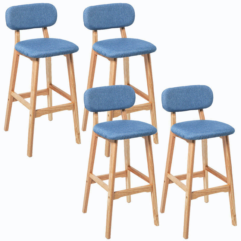 Rubberwood Modern Low Back Stool Matte Finish Upholstered Bar Stools