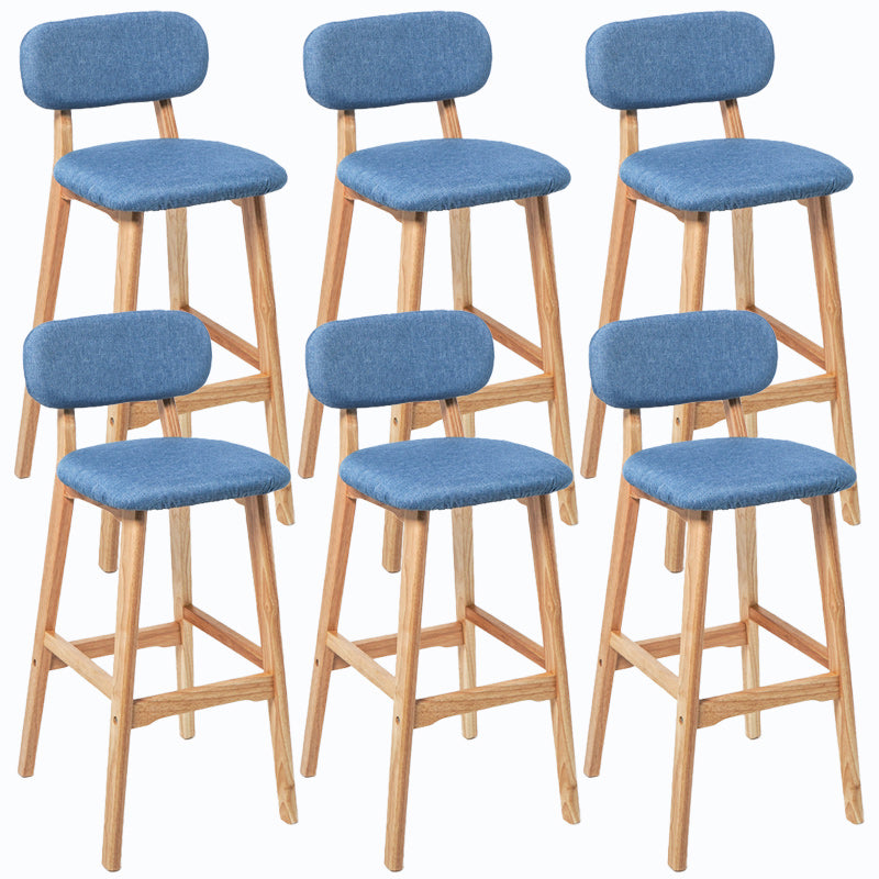 Rubberwood Modern Low Back Stool Matte Finish Upholstered Bar Stools