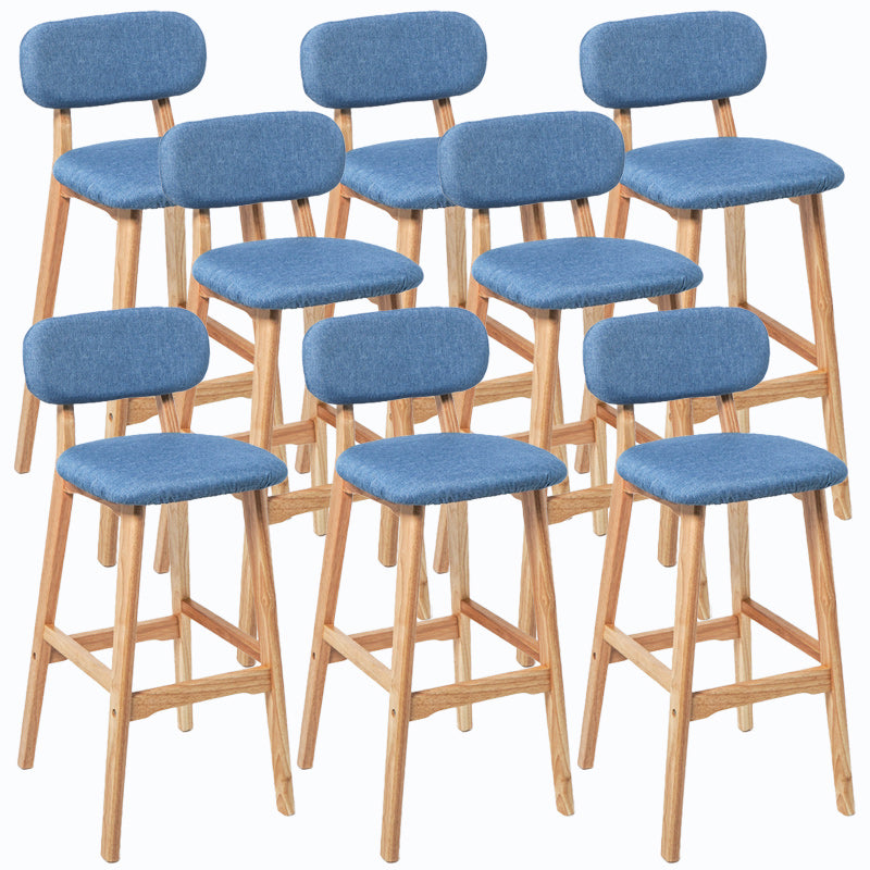 Rubberwood Modern Low Back Stool Matte Finish Upholstered Bar Stools