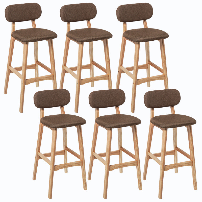 Rubberwood Modern Low Back Stool Matte Finish Upholstered Bar Stools