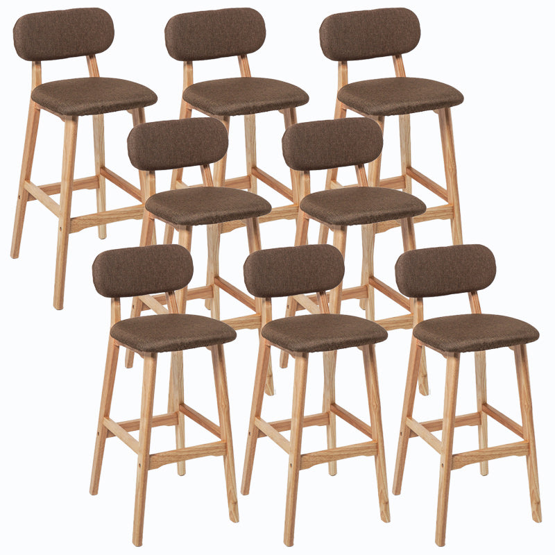 Rubberwood Modern Low Back Stool Matte Finish Upholstered Bar Stools