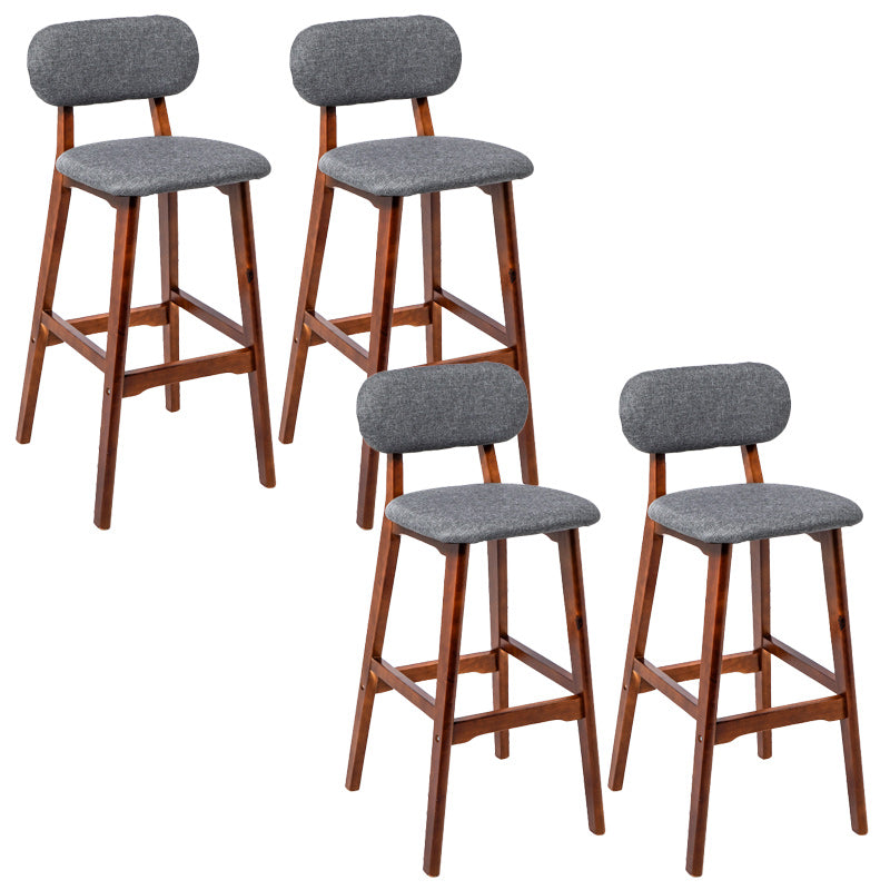 Rubberwood Modern Low Back Stool Matte Finish Upholstered Bar Stools