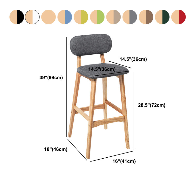 Rubberwood Modern Low Back Stool Matte Finish Upholstered Bar Stools