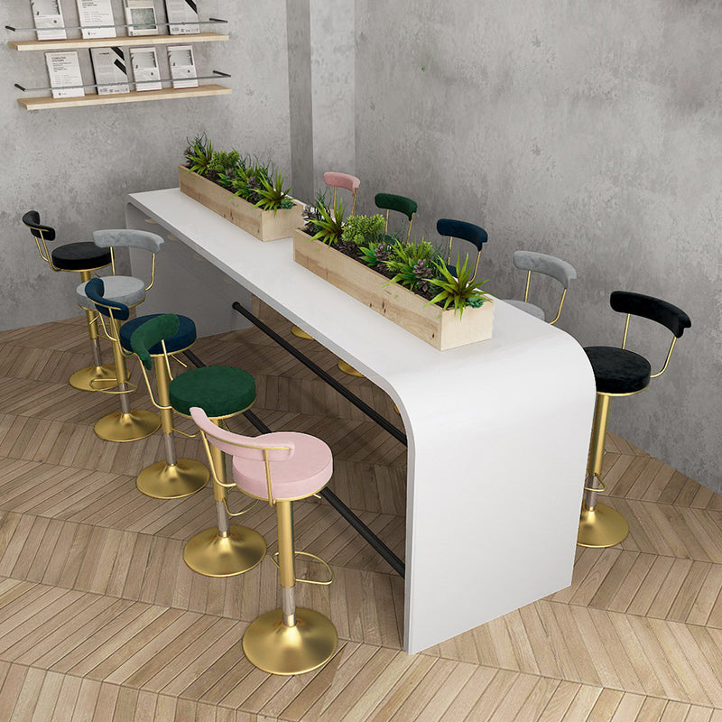 Glam Liftable Backrest Counter Stool Steel Kitchen Bar Stool with Cushion and Pedal