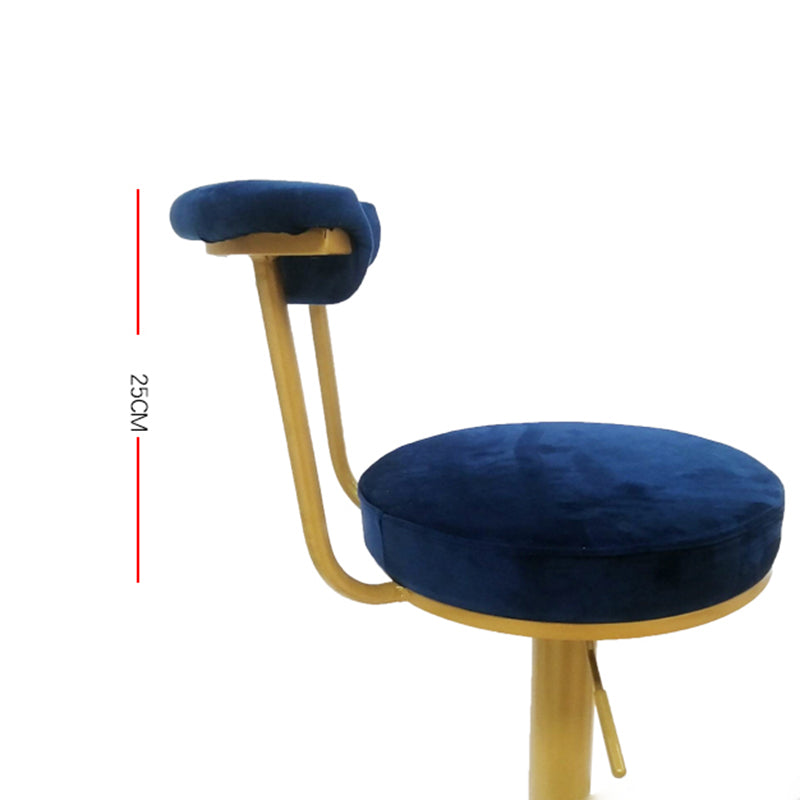 Glam Liftable Backrest Counter Stool Steel Kitchen Bar Stool with Cushion and Pedal