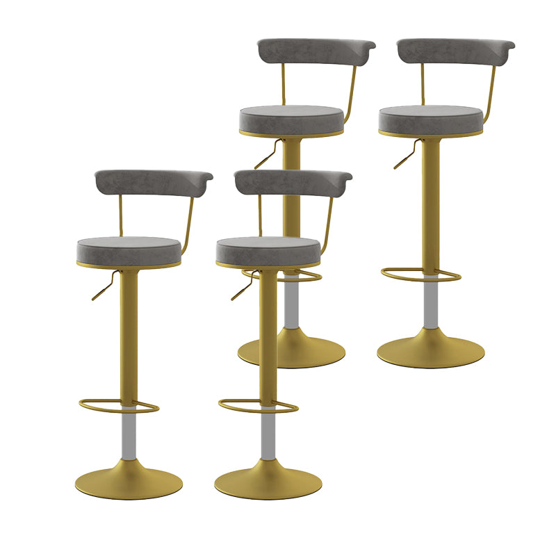 Glam Liftable Backrest Counter Stool Steel Kitchen Bar Stool with Cushion and Pedal