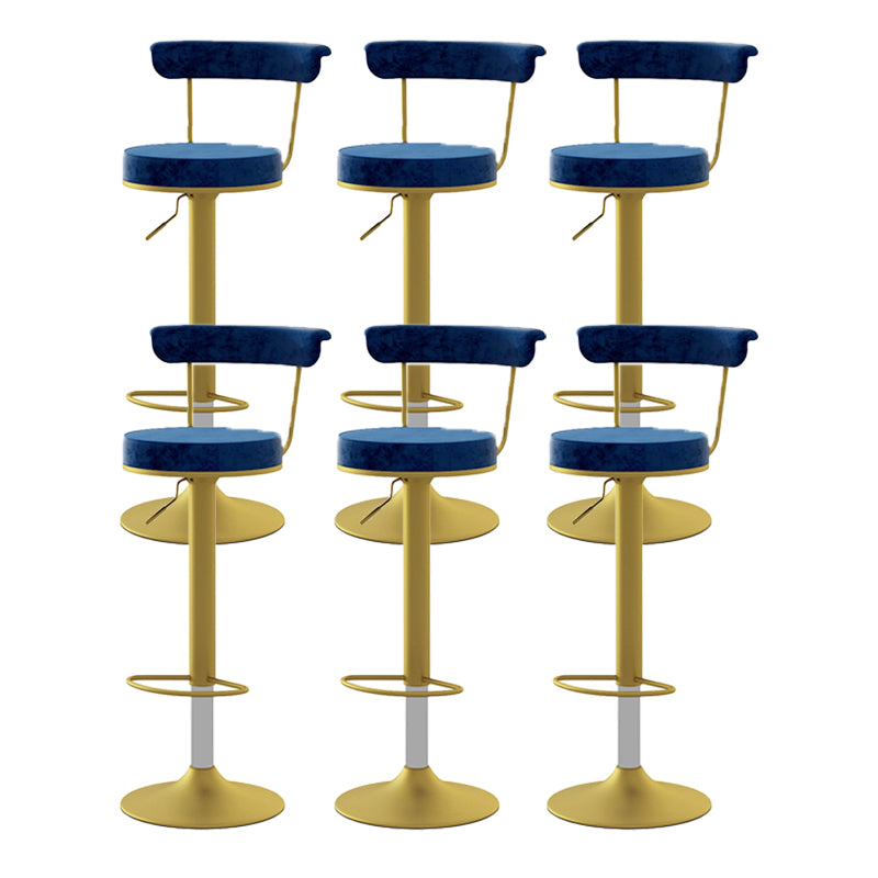 Glam Liftable Backrest Counter Stool Steel Kitchen Bar Stool with Cushion and Pedal