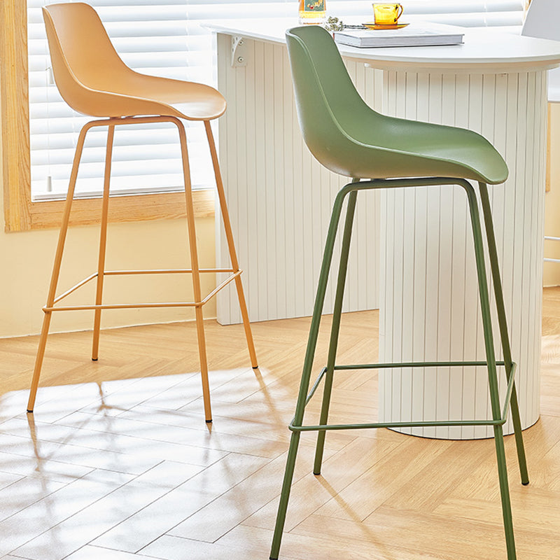Contemporary Bar-stool Plastic Counter Bar Stool with Metal Legs for Home