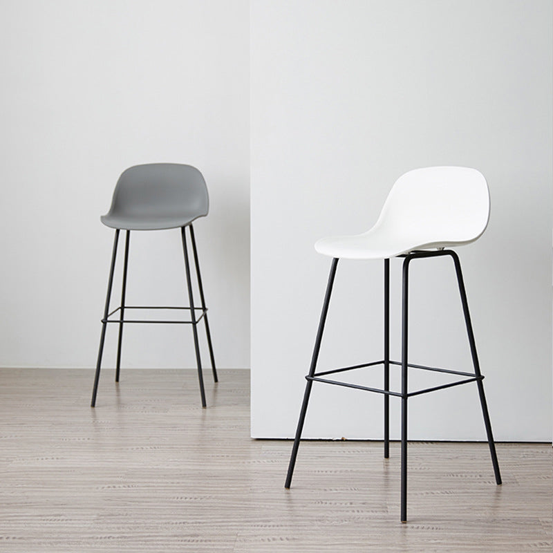 Scandinavian Reception Low Back Stool Matte Finish Plastic Barstool