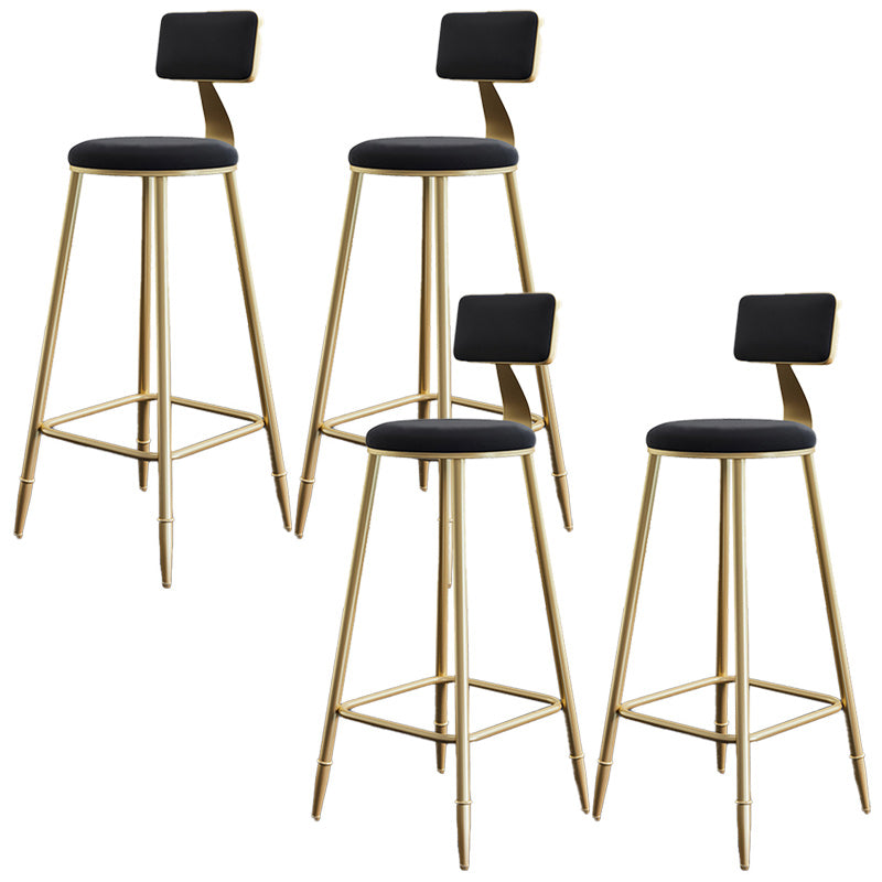 Nordic Armless Backrest Counter Stool Iron Dining Room Bar Stool with Cushion and Pedal