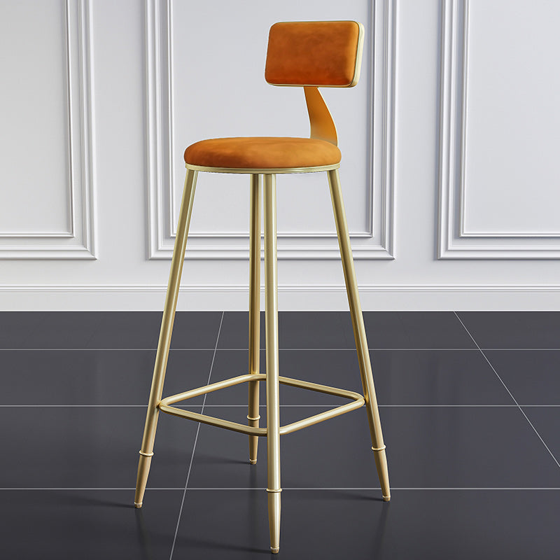 Nordic Armless Backrest Counter Stool Iron Dining Room Bar Stool with Cushion and Pedal