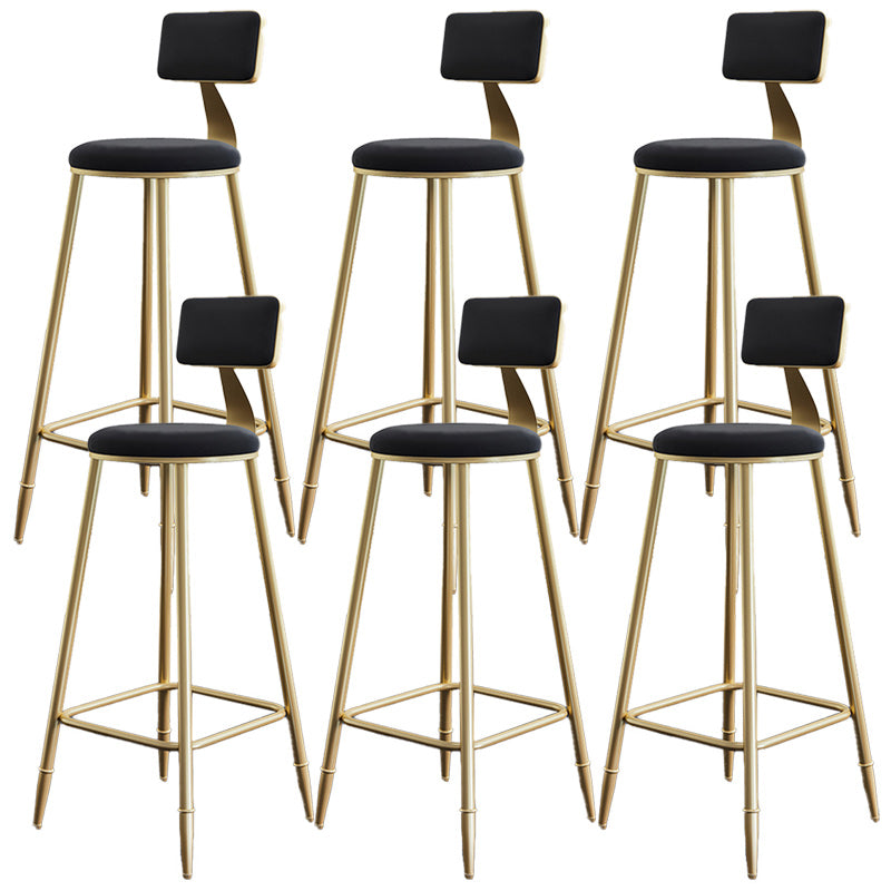 Nordic Armless Backrest Counter Stool Iron Dining Room Bar Stool with Cushion and Pedal