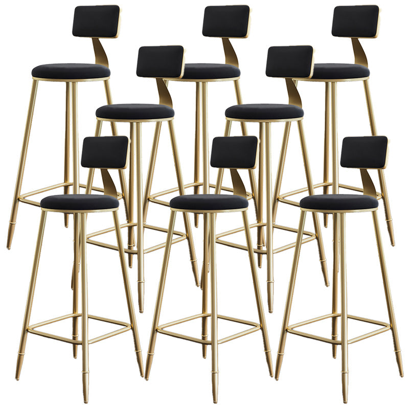 Nordic Armless Backrest Counter Stool Iron Dining Room Bar Stool with Cushion and Pedal