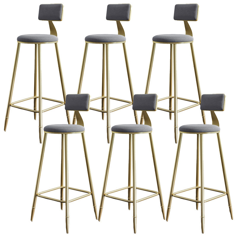 Nordic Armless Backrest Counter Stool Iron Dining Room Bar Stool with Cushion and Pedal