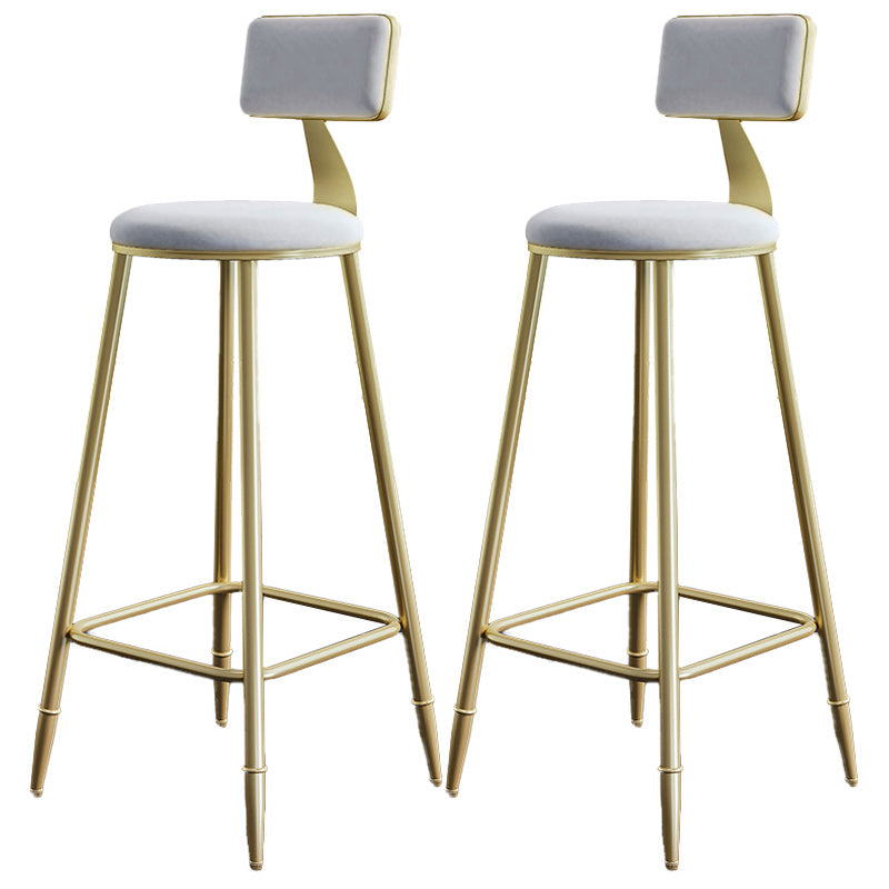 Nordic Armless Backrest Counter Stool Iron Dining Room Bar Stool with Cushion and Pedal