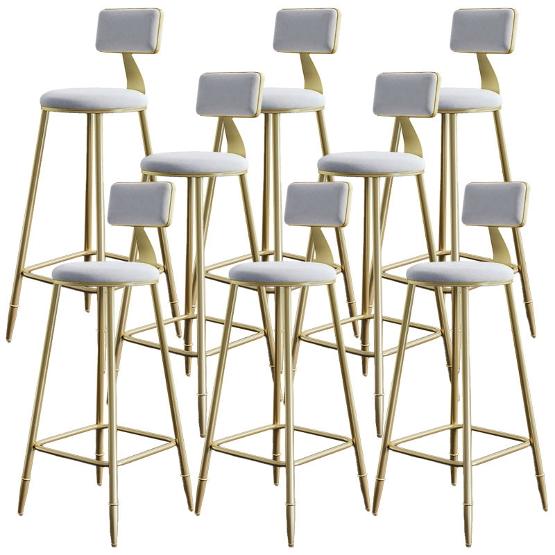 Nordic Armless Backrest Counter Stool Iron Dining Room Bar Stool with Cushion and Pedal