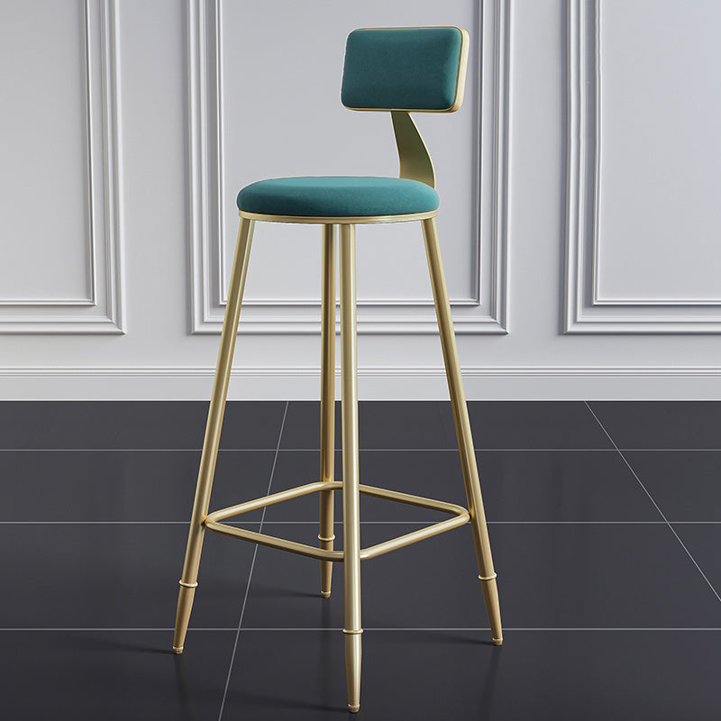 Nordic Armless Backrest Counter Stool Iron Dining Room Bar Stool with Cushion and Pedal
