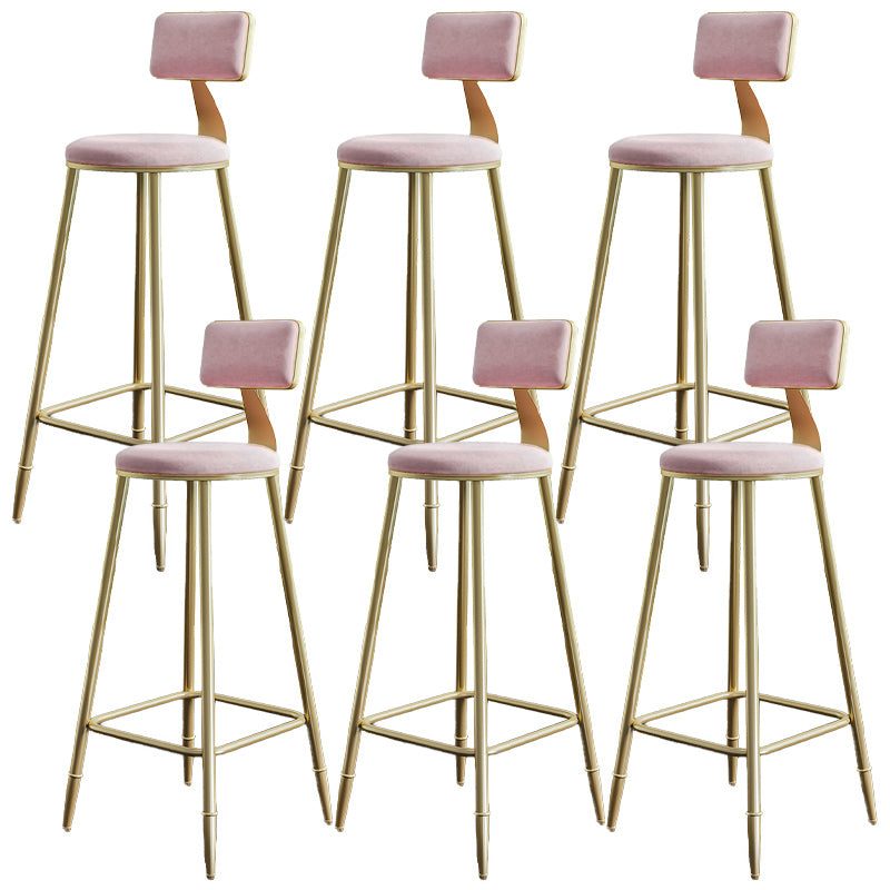 Nordic Armless Backrest Counter Stool Iron Dining Room Bar Stool with Cushion and Pedal