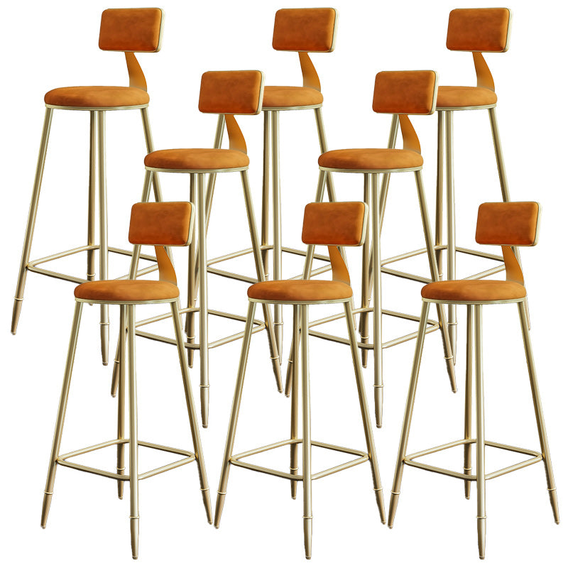 Nordic Armless Backrest Counter Stool Iron Dining Room Bar Stool with Cushion and Pedal