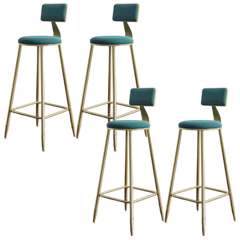 Nordic Armless Backrest Counter Stool Iron Dining Room Bar Stool with Cushion and Pedal