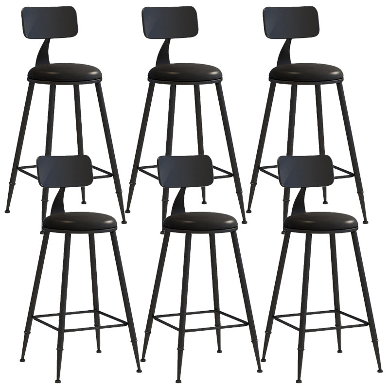 Industrial Dessert Shop Low Back Stool Matte Finish Upholstered Bar Stools