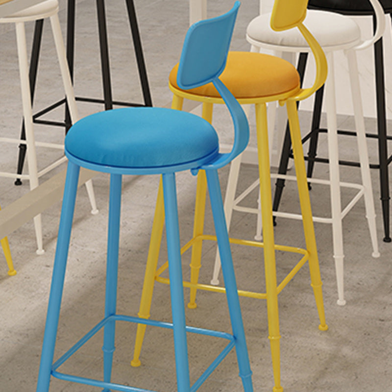 Industrial Dessert Shop Low Back Stool Matte Finish Upholstered Bar Stools