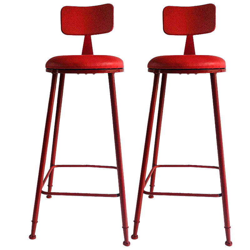 Industrial Dessert Shop Low Back Stool Matte Finish Upholstered Bar Stools