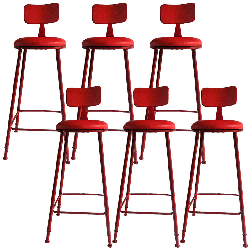 Industrial Dessert Shop Low Back Stool Matte Finish Upholstered Bar Stools