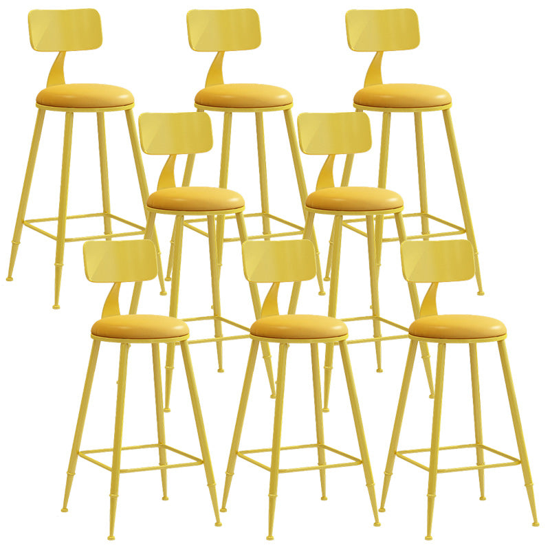 Industrial Dessert Shop Low Back Stool Matte Finish Upholstered Bar Stools