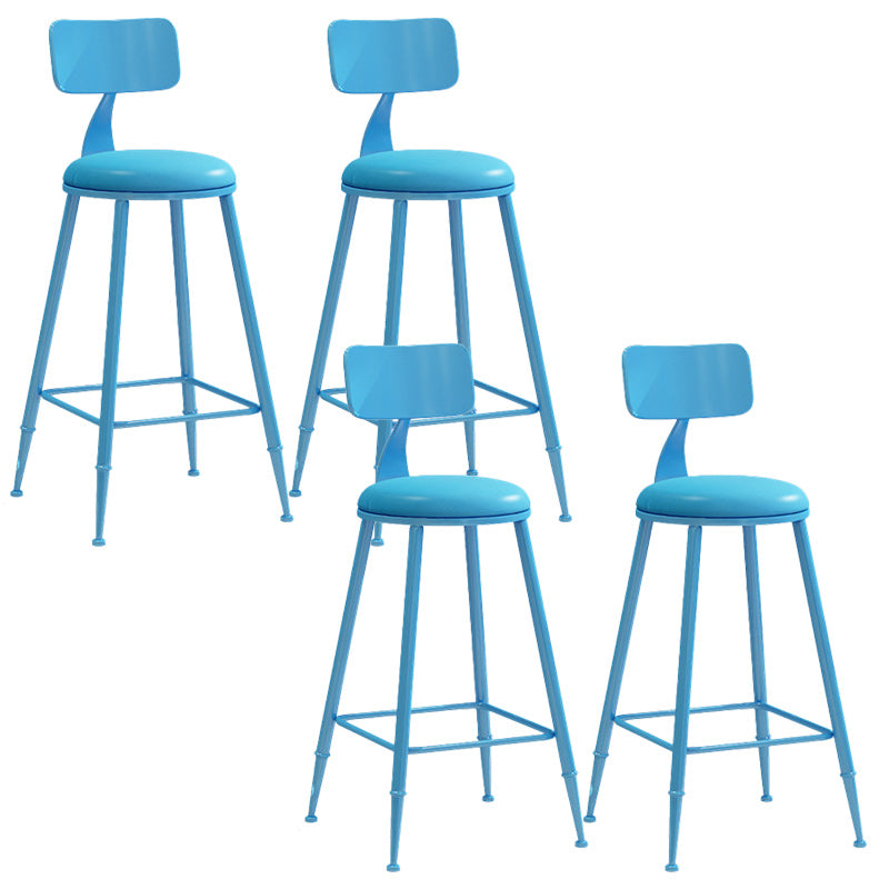 Industrial Dessert Shop Low Back Stool Matte Finish Upholstered Bar Stools