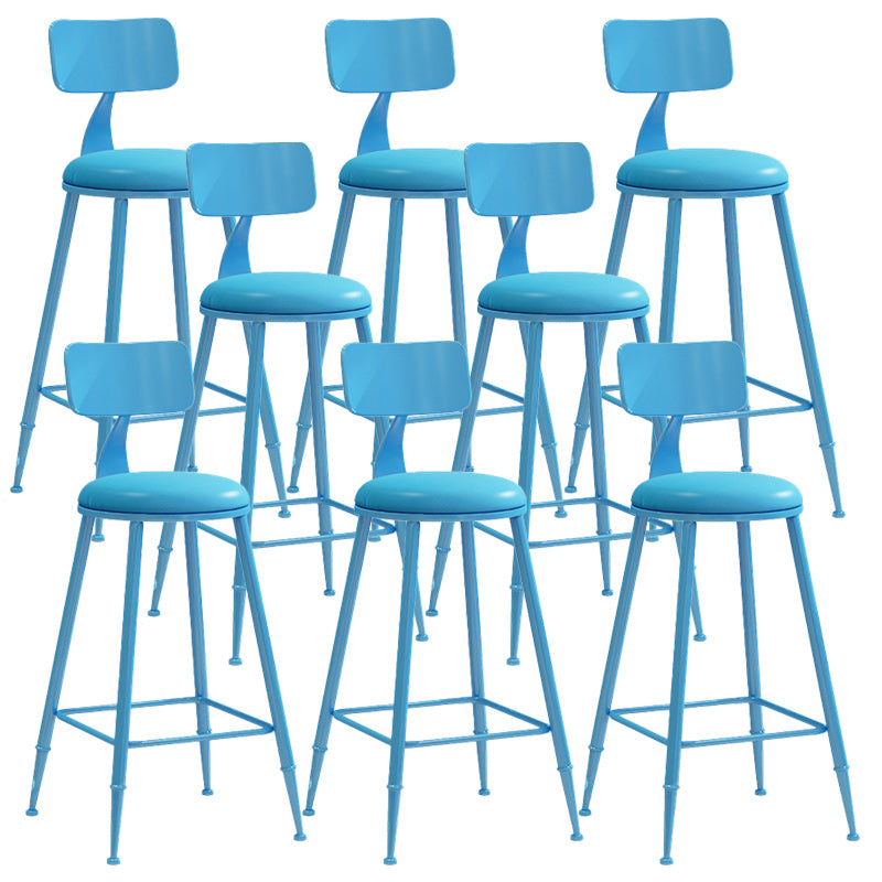 Industrial Dessert Shop Low Back Stool Matte Finish Upholstered Bar Stools