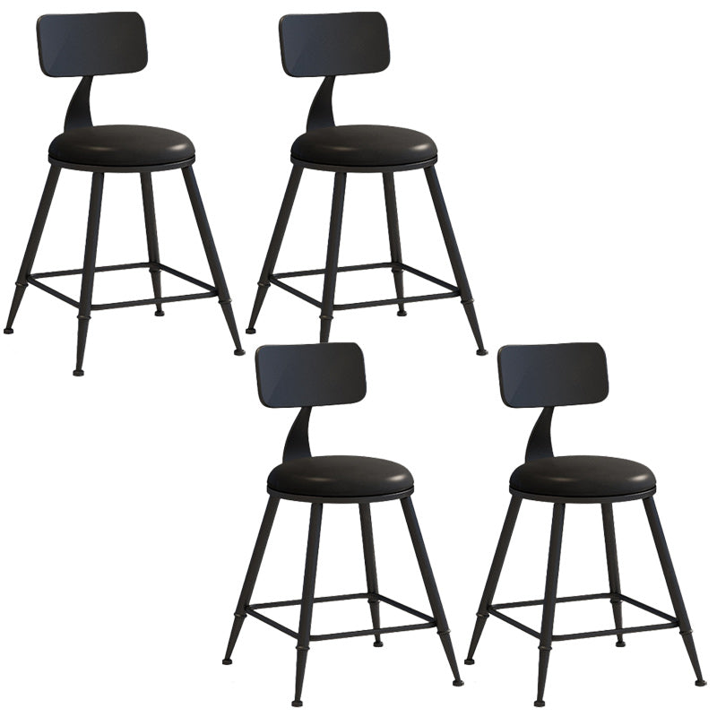 Industrial Dessert Shop Low Back Stool Matte Finish Upholstered Bar Stools