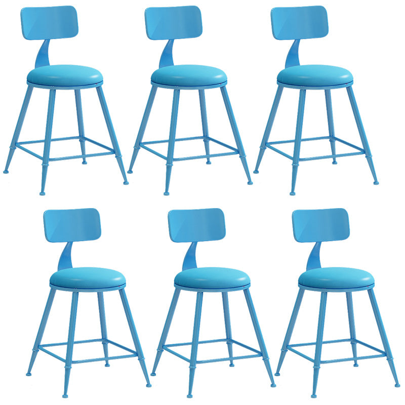 Industrial Dessert Shop Low Back Stool Matte Finish Upholstered Bar Stools