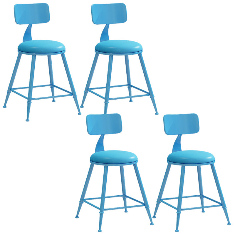 Industrial Dessert Shop Low Back Stool Matte Finish Upholstered Bar Stools
