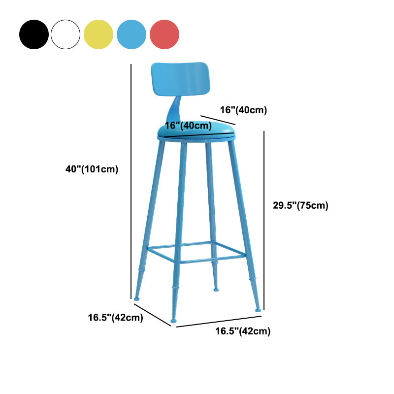 Industrial Dessert Shop Low Back Stool Matte Finish Upholstered Bar Stools