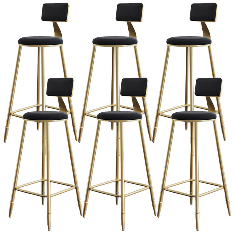 Nordic Armless Backrest Counter Stool Iron Dessert Shop Bar Stool with Velvet Cushion