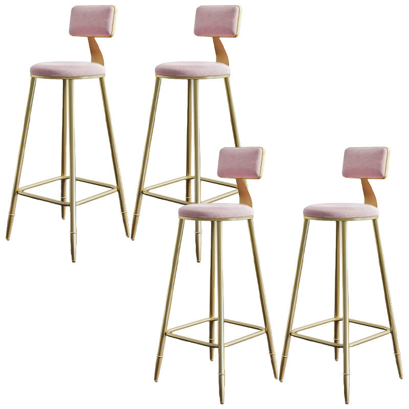 Nordic Armless Backrest Counter Stool Iron Dessert Shop Bar Stool with Velvet Cushion