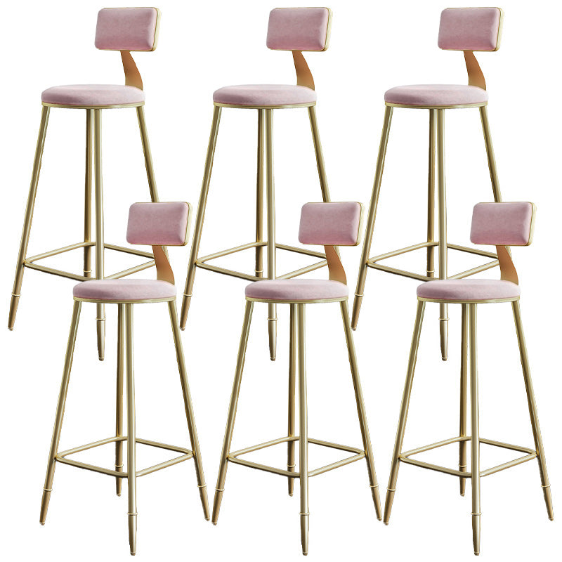 Nordic Armless Backrest Counter Stool Iron Dessert Shop Bar Stool with Velvet Cushion