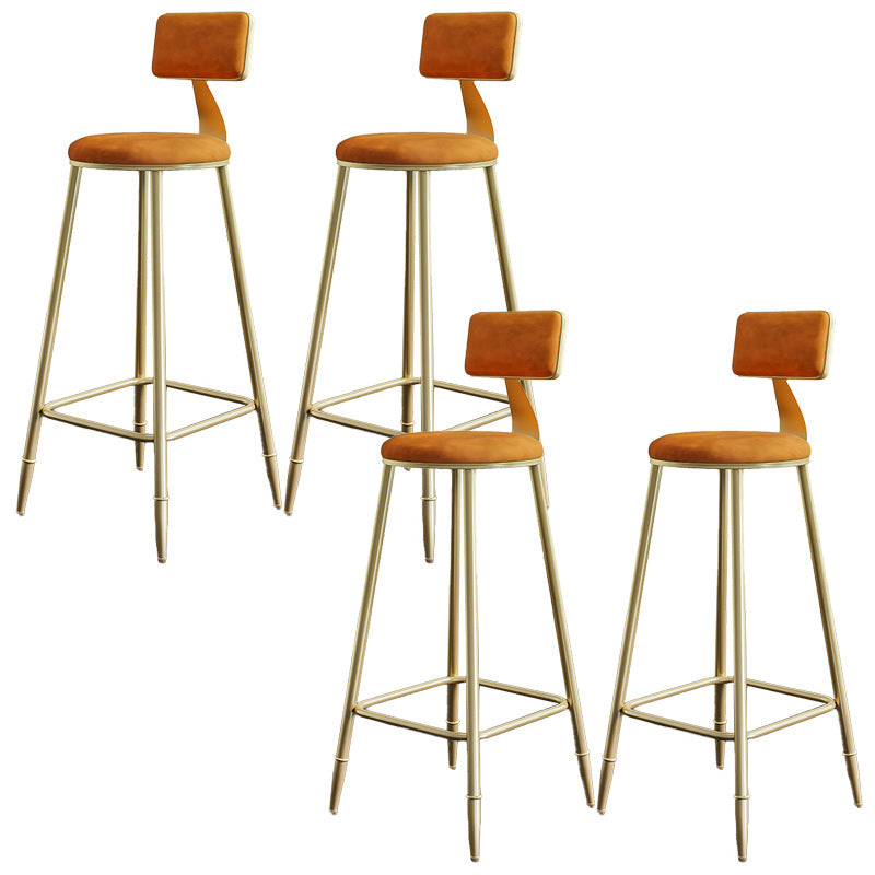 Nordic Armless Backrest Counter Stool Iron Dessert Shop Bar Stool with Velvet Cushion