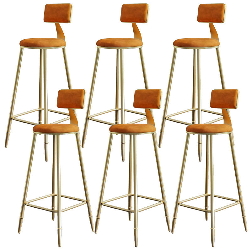 Nordic Armless Backrest Counter Stool Iron Dessert Shop Bar Stool with Velvet Cushion