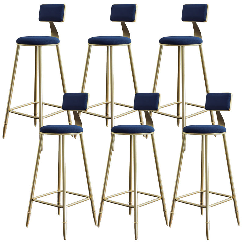 Nordic Armless Backrest Counter Stool Iron Dessert Shop Bar Stool with Velvet Cushion