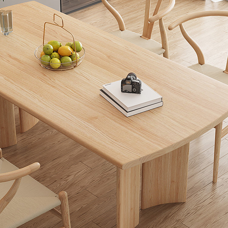 Modern Ash Wood Dinette Set 1/2/4/5 Pieces Rectangle Beige Dining Table Set