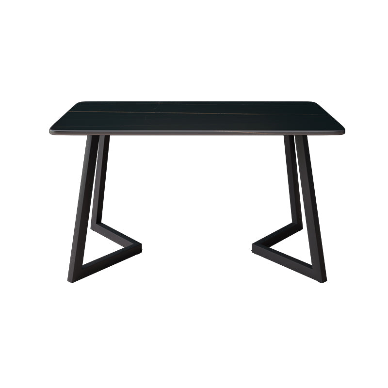Glam Iron Dinette Set 1/2/5 Pieces Rectangle Sintered Stone Top Dining Table Set