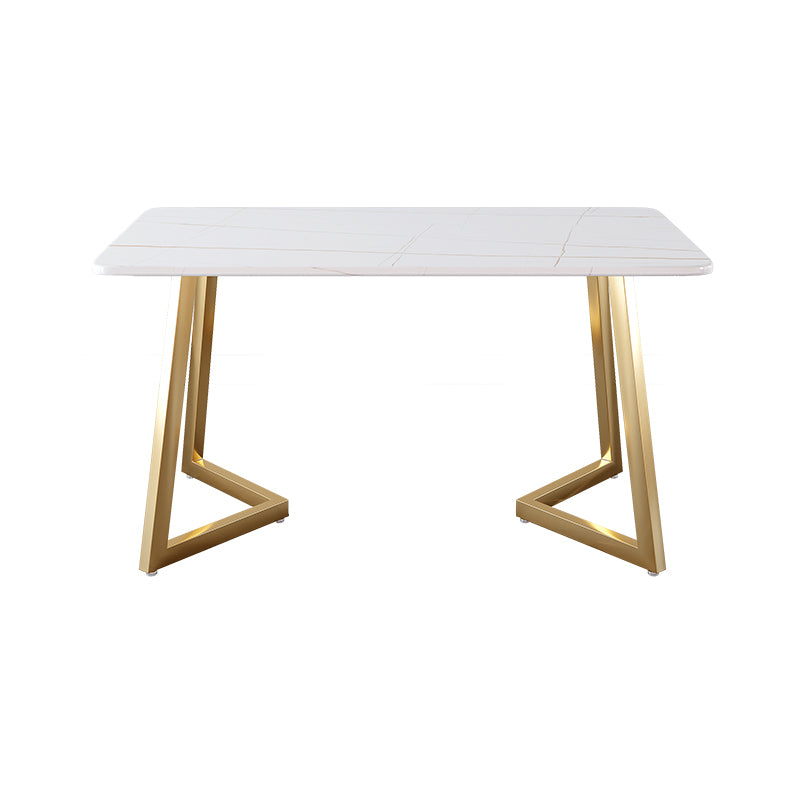 Glam Iron Dinette Set 1/2/5 Pieces Rectangle Sintered Stone Top Dining Table Set