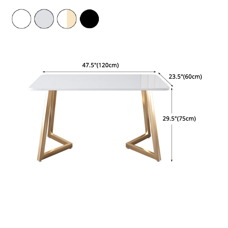 Glam Iron Dinette Set 1/2/5 Pieces Rectangle Sintered Stone Top Dining Table Set