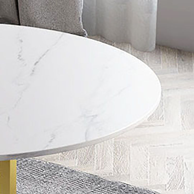 Stone Top Dining Table Contemporary Dining Table with Gold Pedestal Base