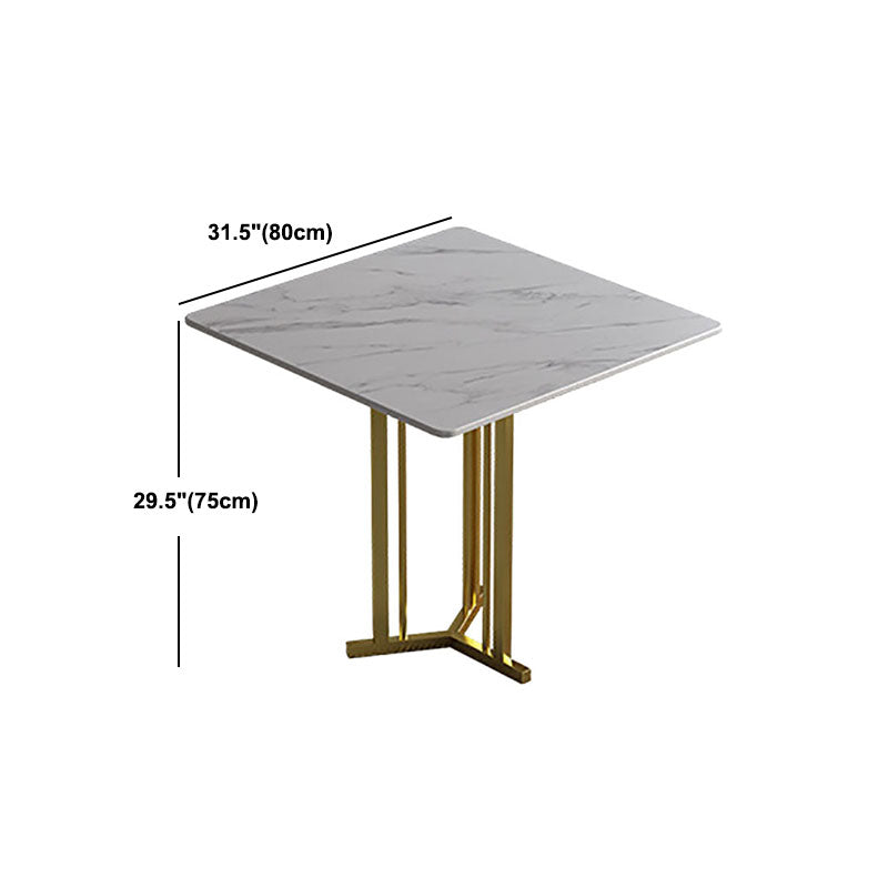 Stone Top Dining Table Contemporary Dining Table with Gold Pedestal Base