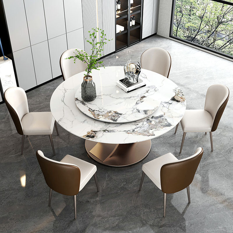 Glam Sintered Stone Dining Table Round Dinner Room Table for Dining Room